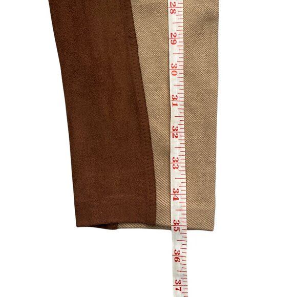 Zara Equestrian Riding Pants Brown Patch Quiet Luxury Preppy Chic Size Medium - Picture 9 of 14